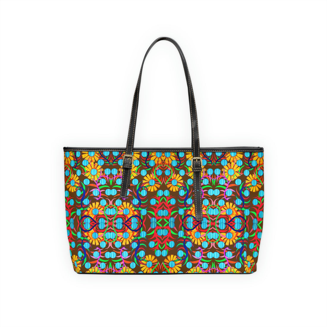 Brown Sunflower PU Leather Shoulder Bag