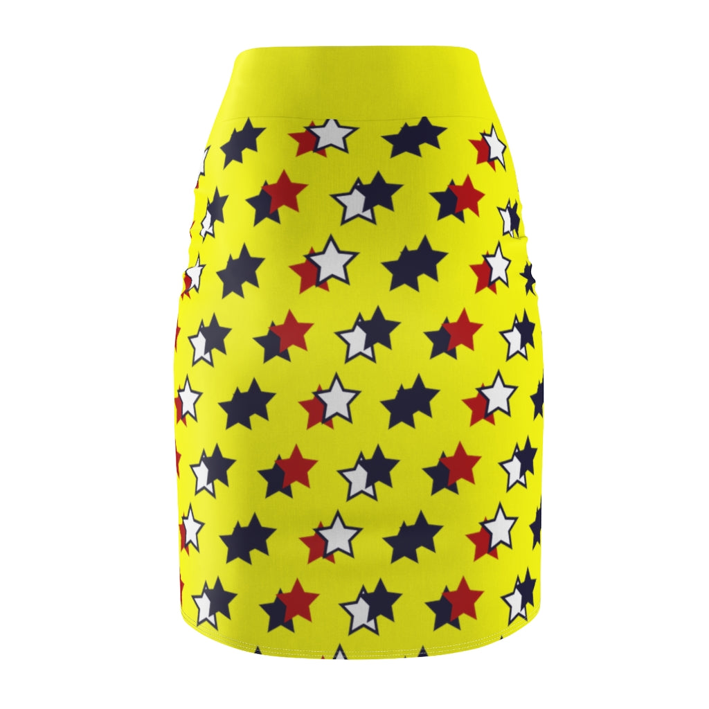 AOP Starry Canary Pencil Skirt
