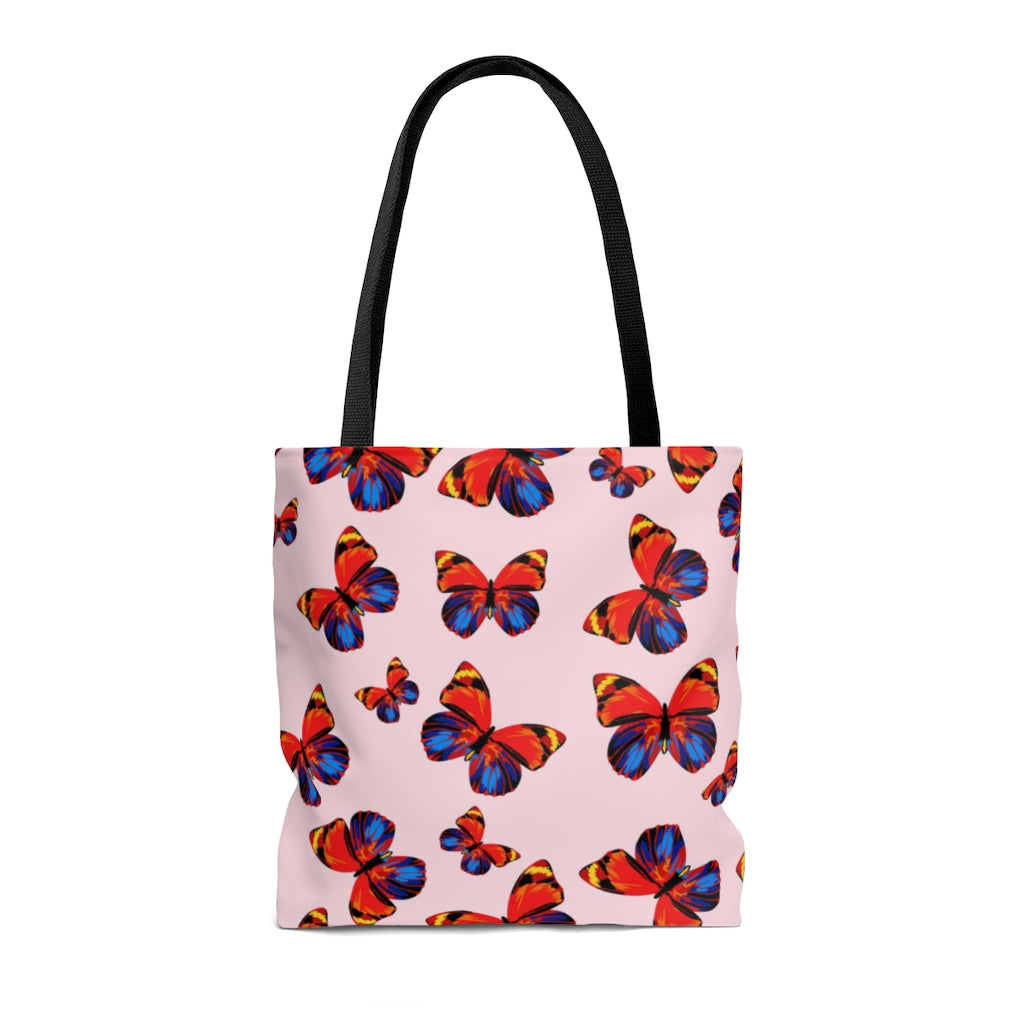 AOP Tangerine Butterflies Tote Bag