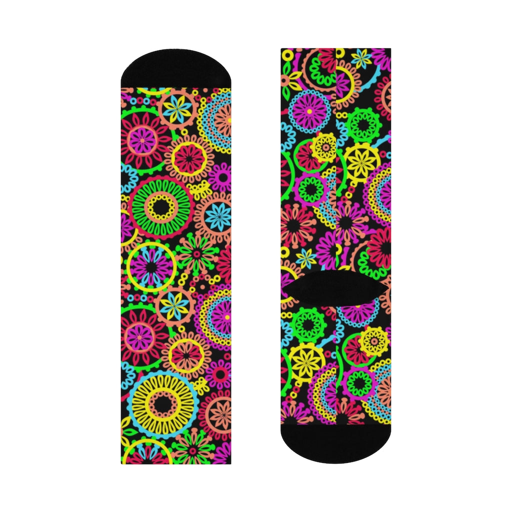 70s Vibe Black Crew Socks