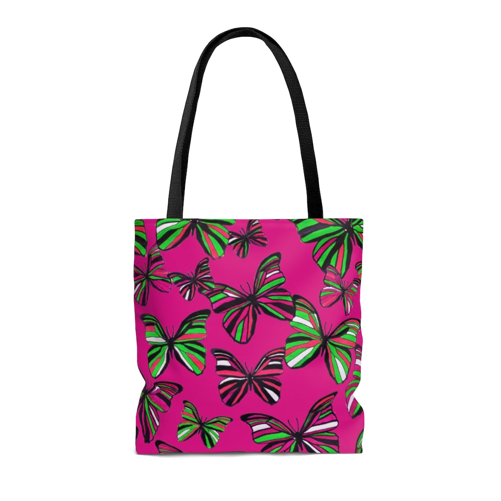 AOP Butterflies Pink Tote Bag