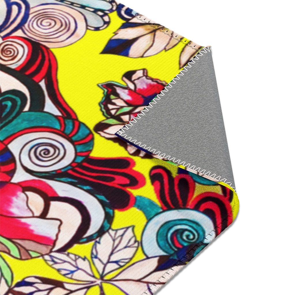 Artsy Floral Pop Canary Area Rug