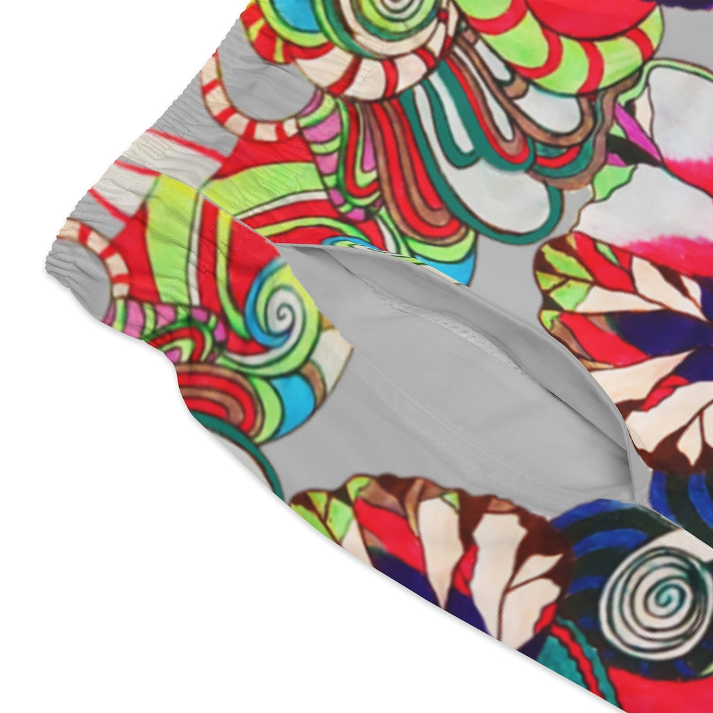 Graphic Florals Men's Slate Swimming Trunks