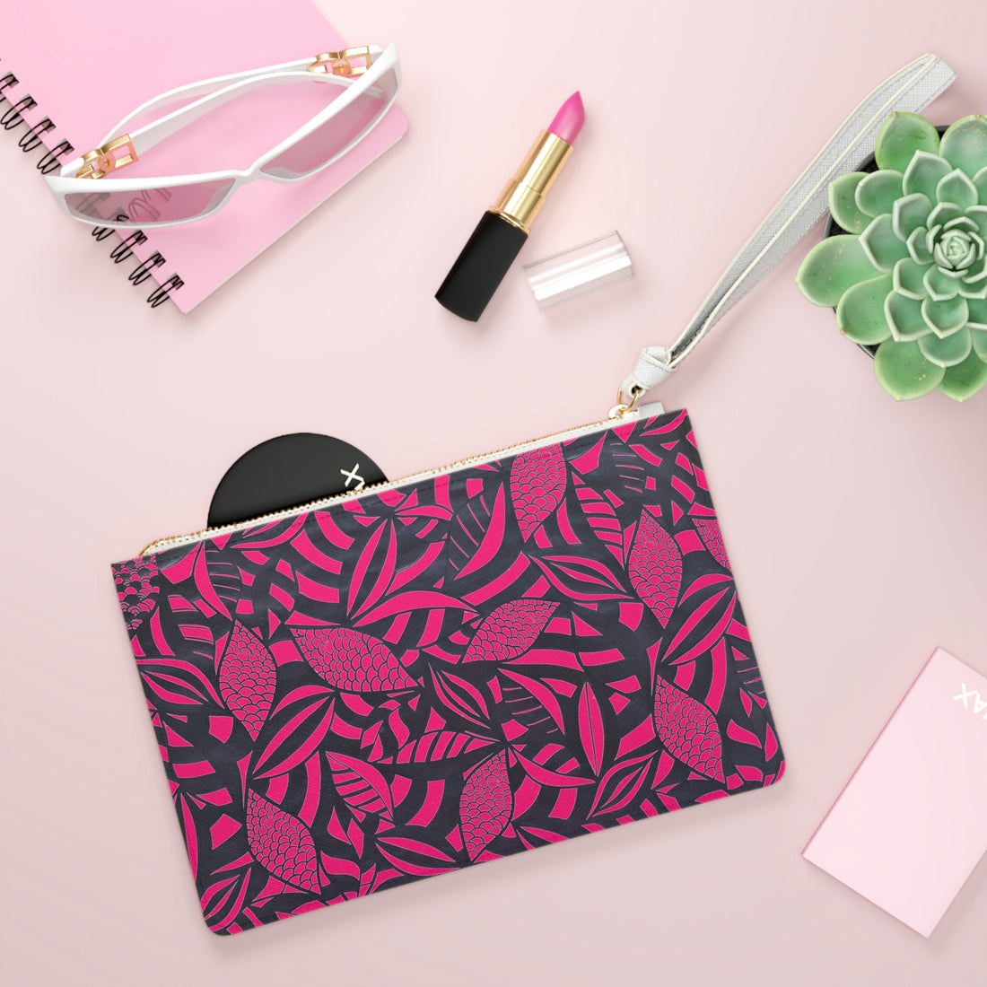 Hotpink Tropical Minimalist Clutch Bag