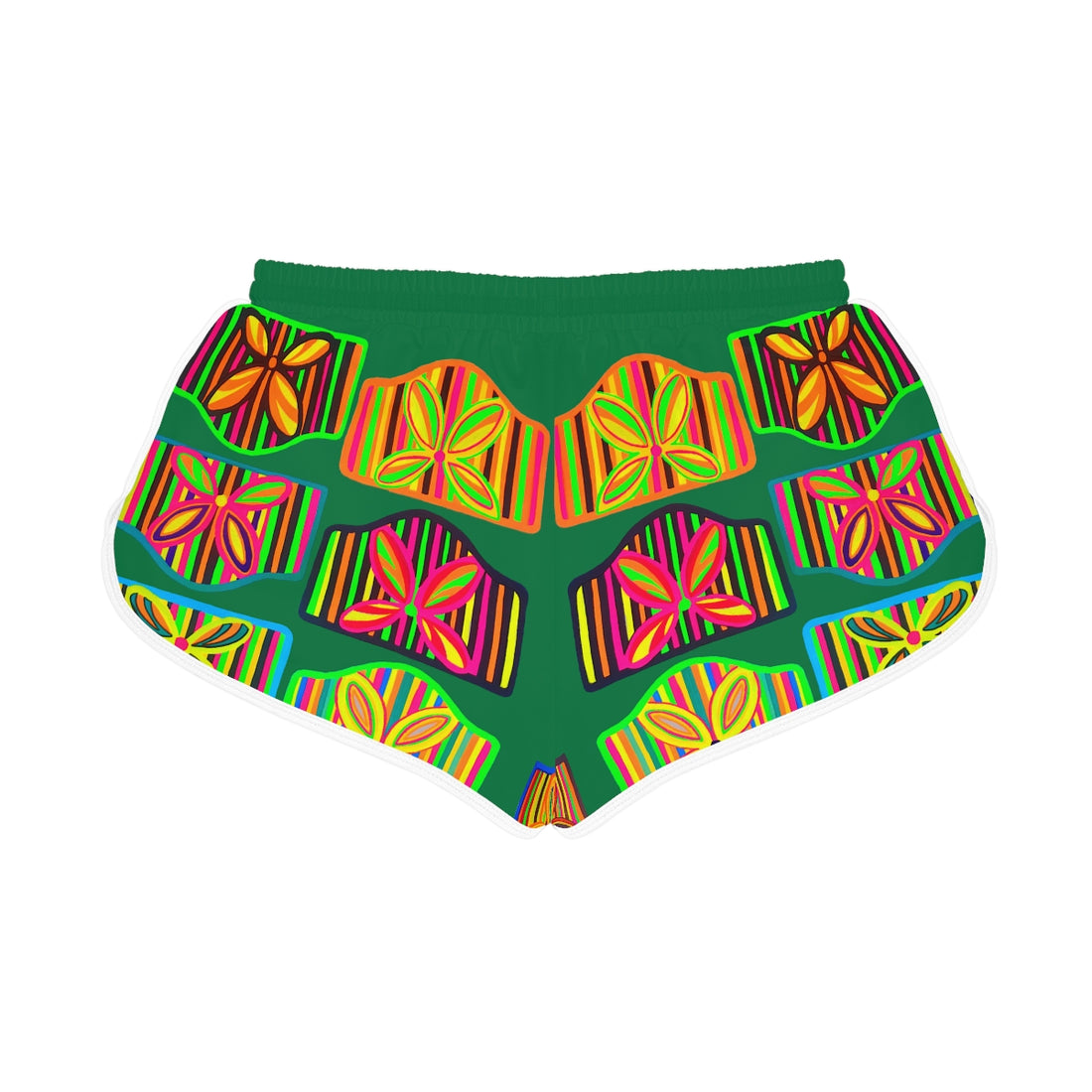 Green Deco Print Relaxed Shorts