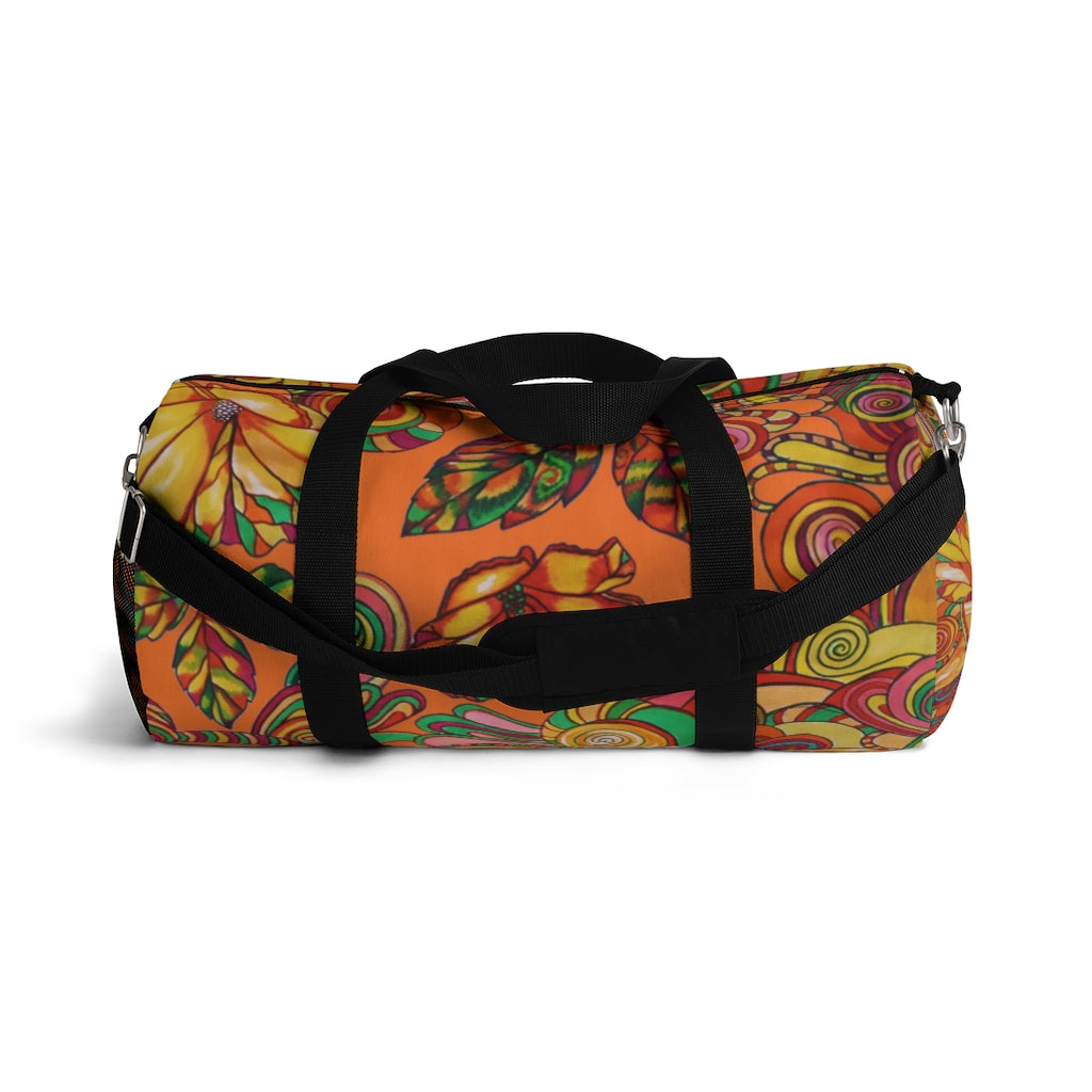 Artsy Floral Orange Duffel Bag