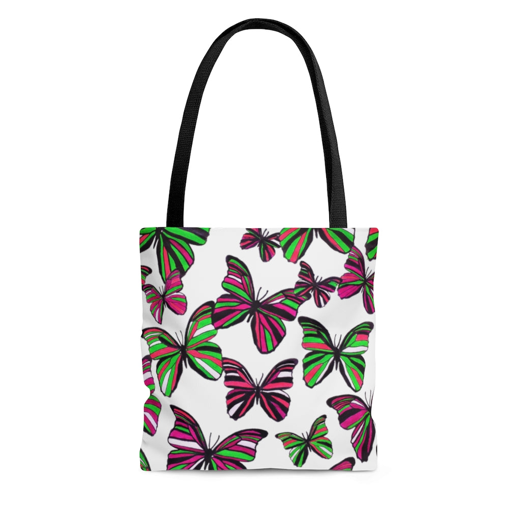 AOP Butterflies White Tote Bag