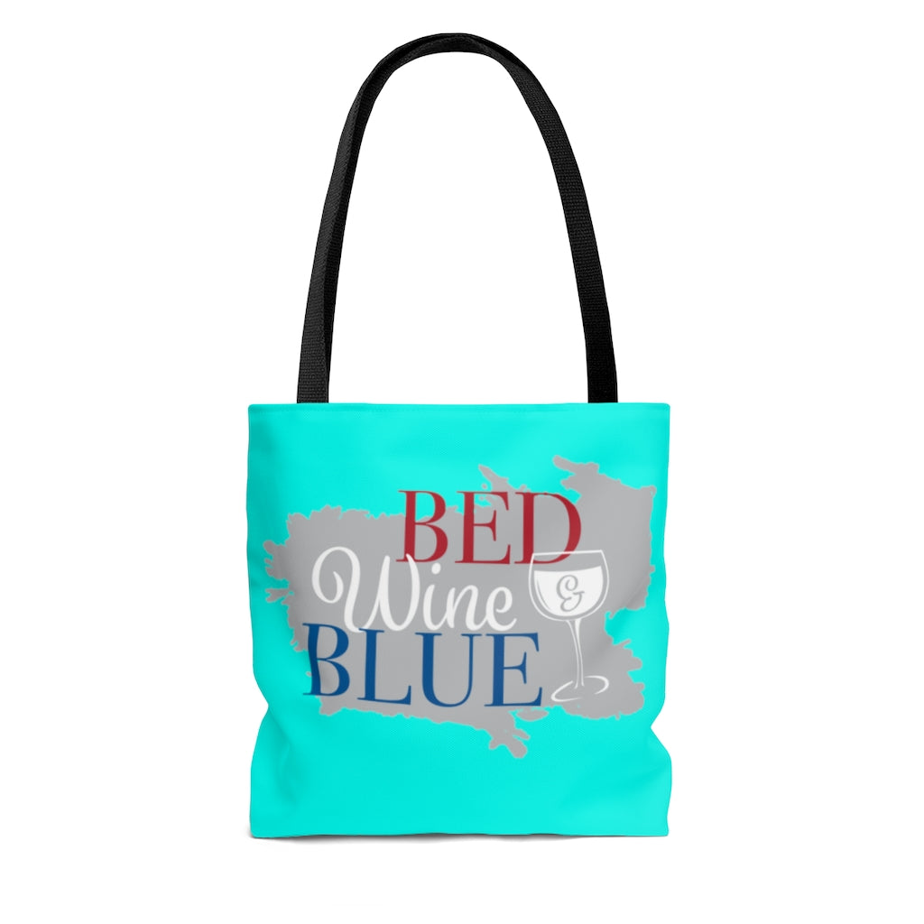 AOP Bed & Wine Cyan Tote Bag