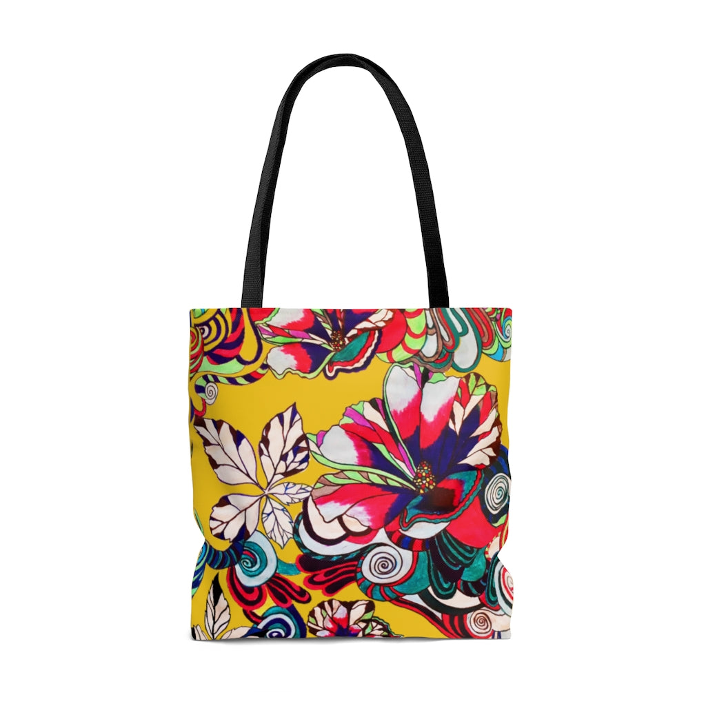 AOP Artsy Floral Pop Yellow Tote Bag