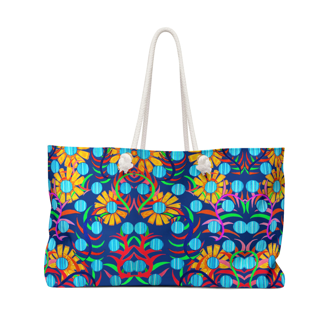 Royal Blue Sunflower Weekender Open Beach Tote Bag