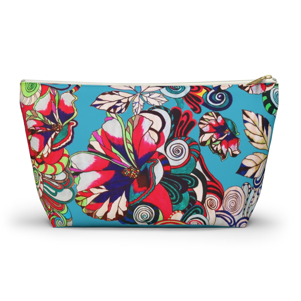 Floral Pop Aqua Accessory Pouch