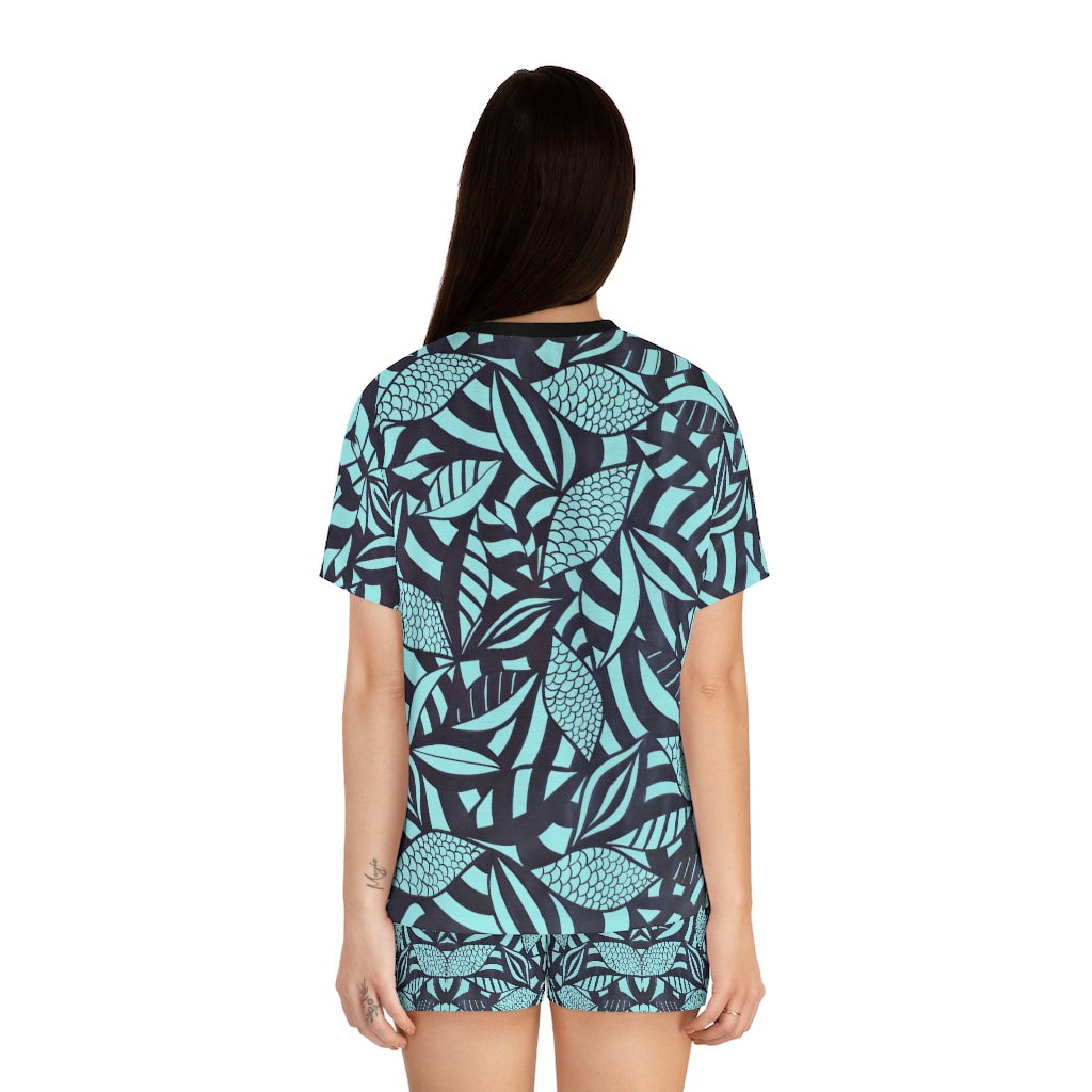 Icy Tropical Minimalist Short Pajama Set (AOP)