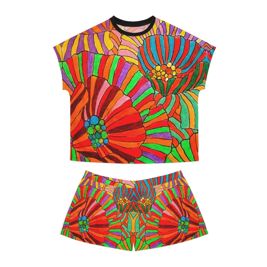 floral printed t-shirt & shorts set for women