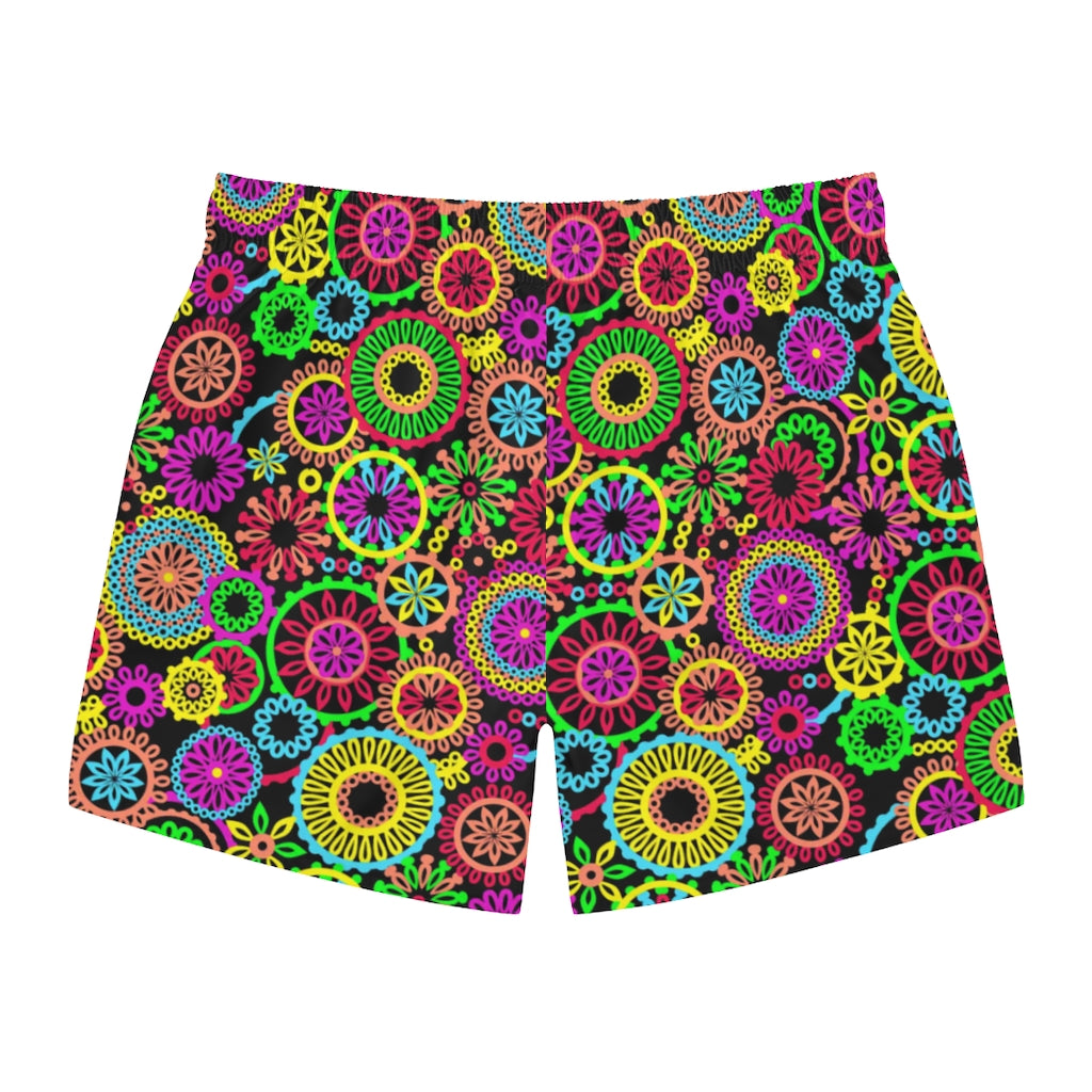 Men's 70'S Vibe Black Swimming Trunks