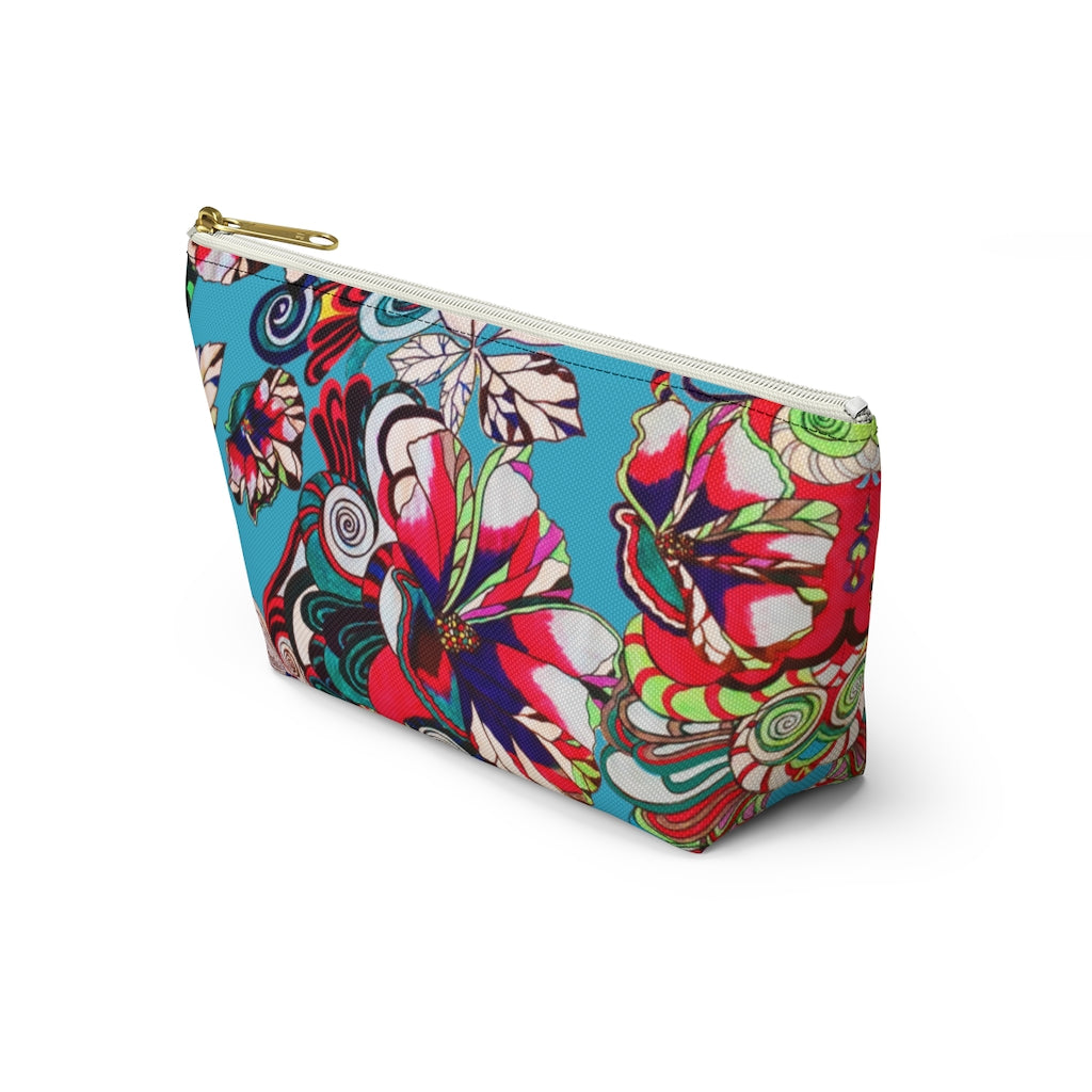 Floral Pop Aqua Accessory Pouch