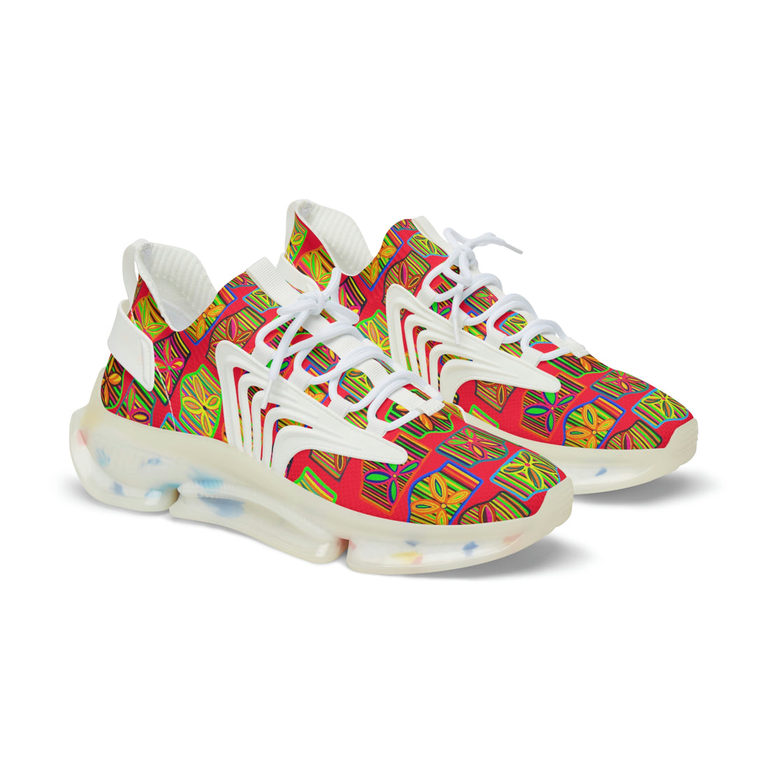 Red Deco Print OTT Men's Mesh Knit Sneakers