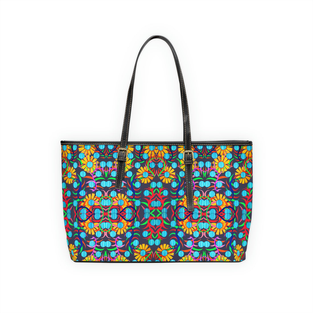 Pebble Grey Sunflower PU Leather Shoulder Bag