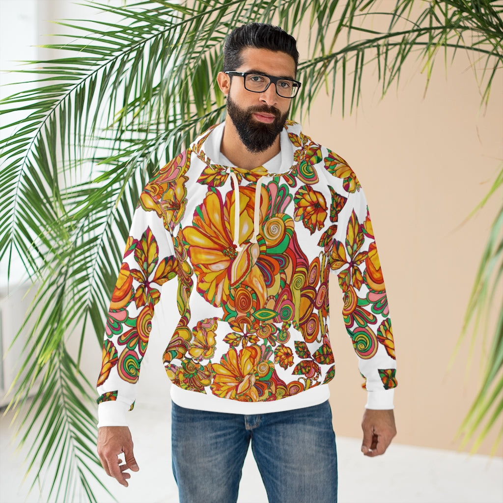 Artsy Florals Pullover Jet White Hoodie
