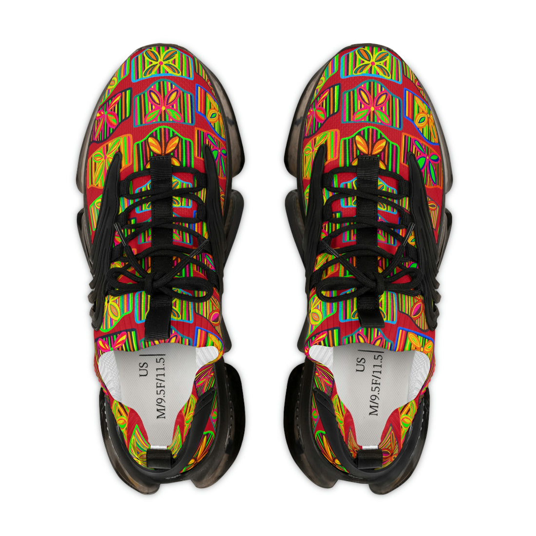 Deep Red Deco Print OTT Men's Mesh Knit Sneakers