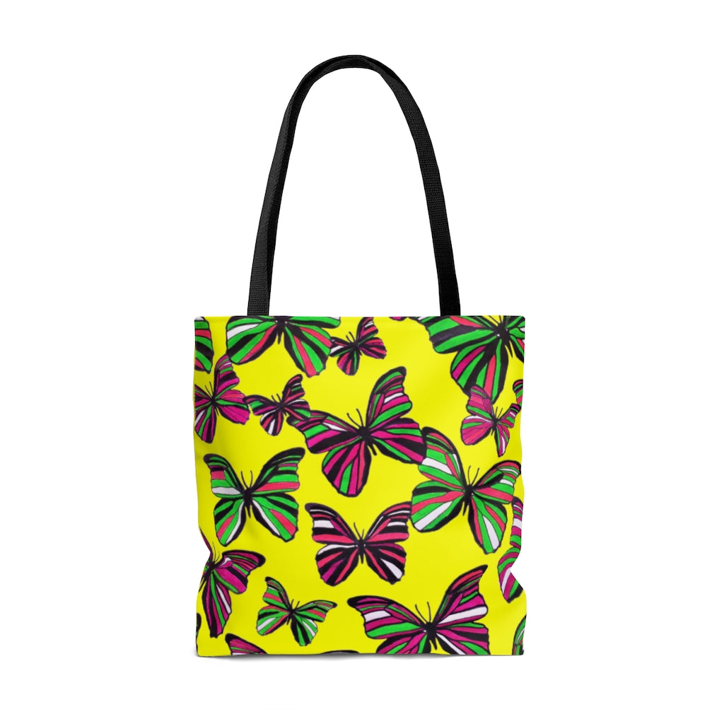 AOP Butterflies Canary Tote Bag