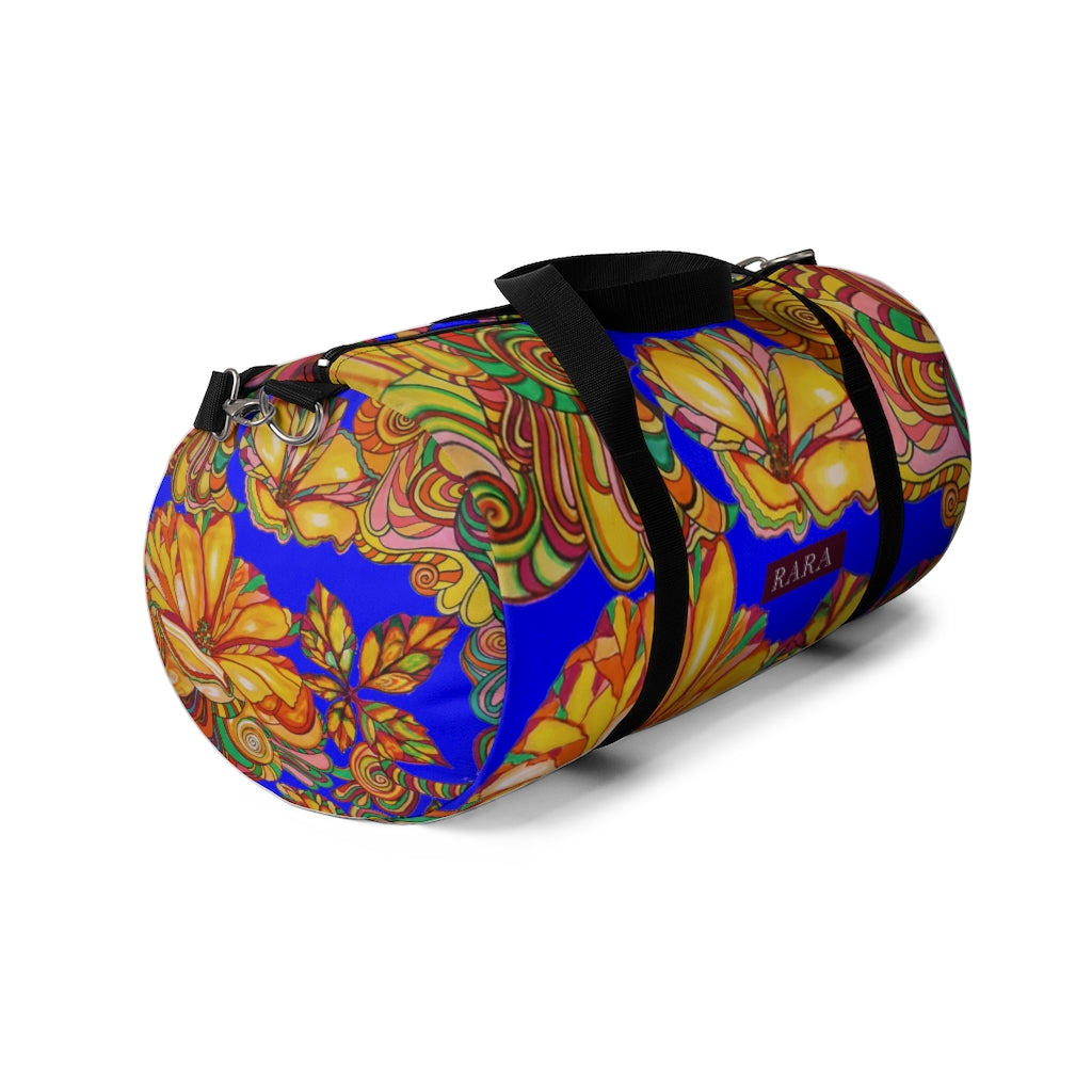 Artsy Floral Electric Blue Duffel Bag