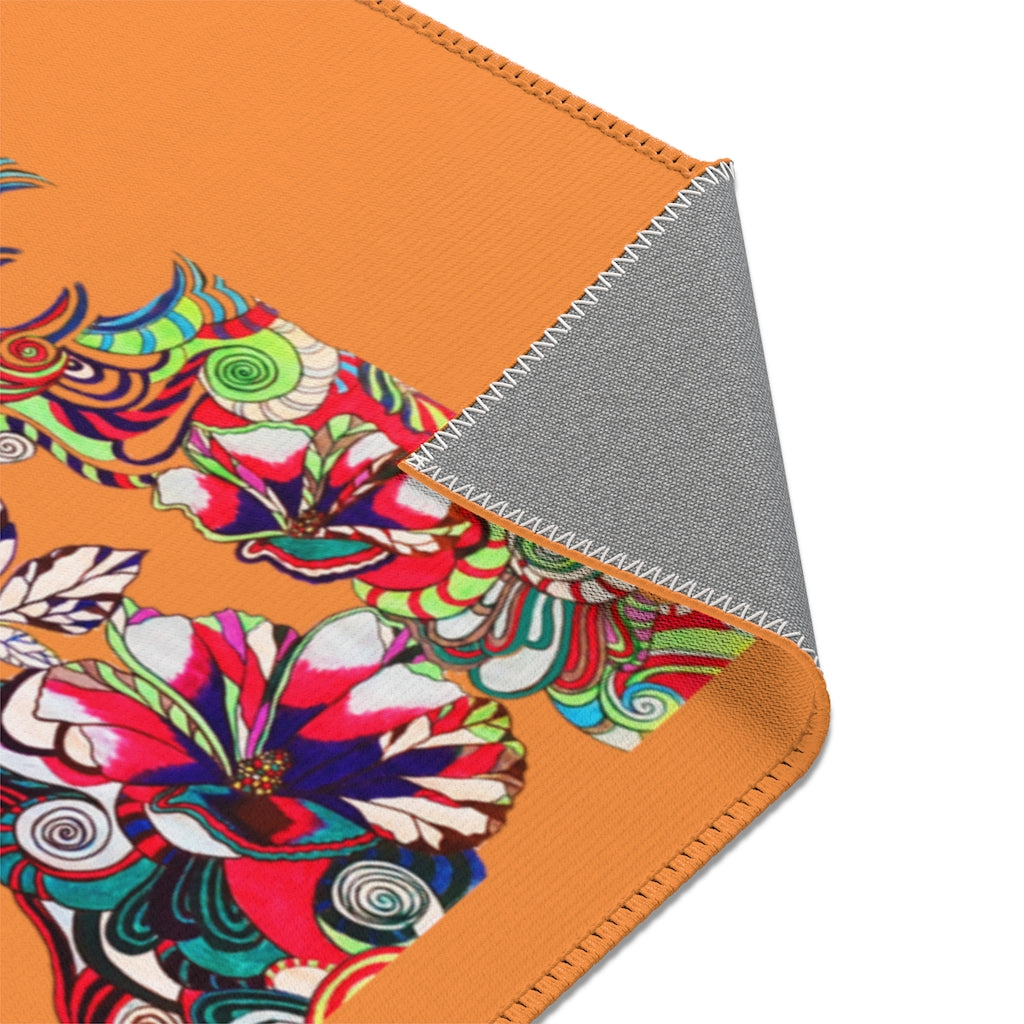Artsy Floral Pop Peach Area Rug