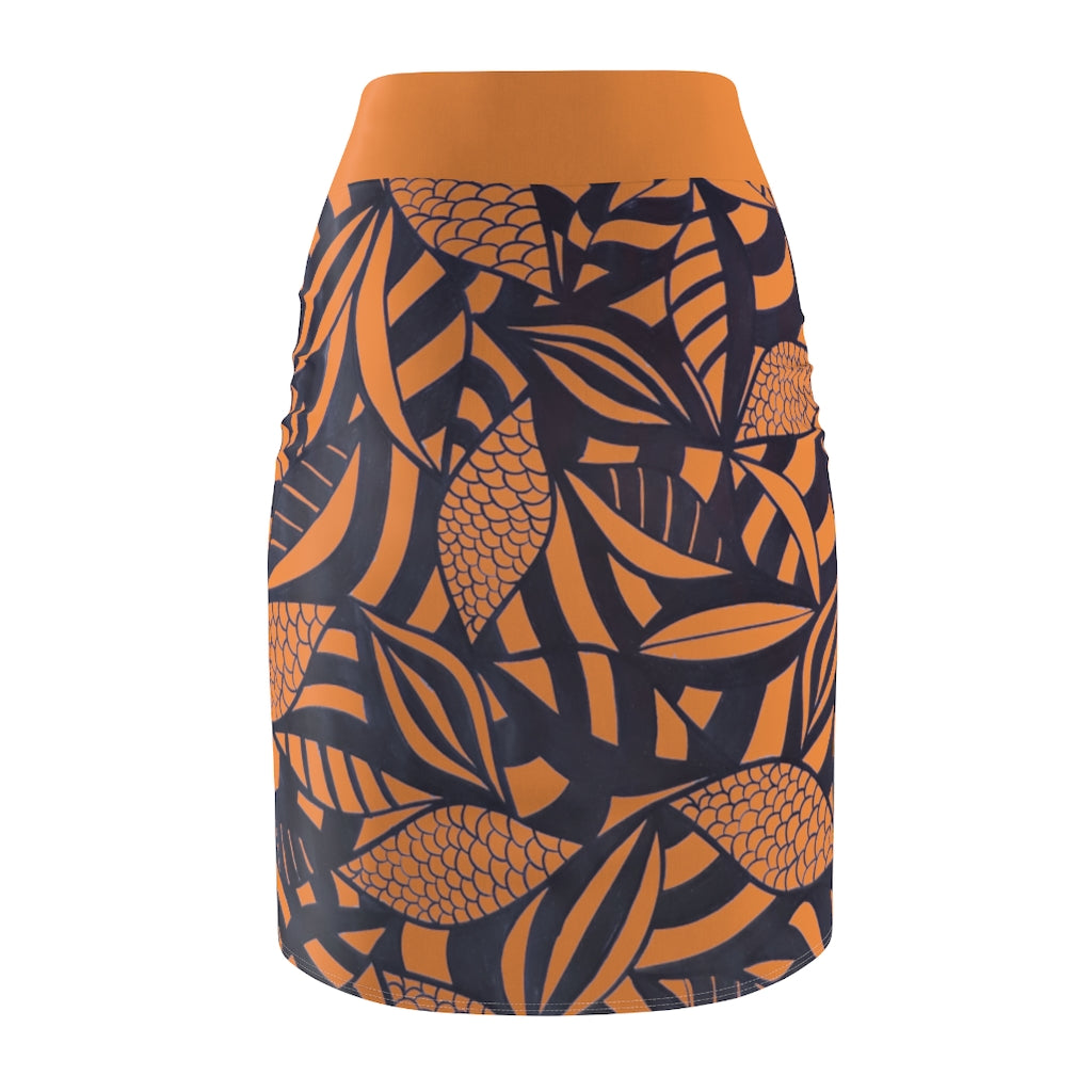 Tropical Minimalist Spiced Pencil Skirt