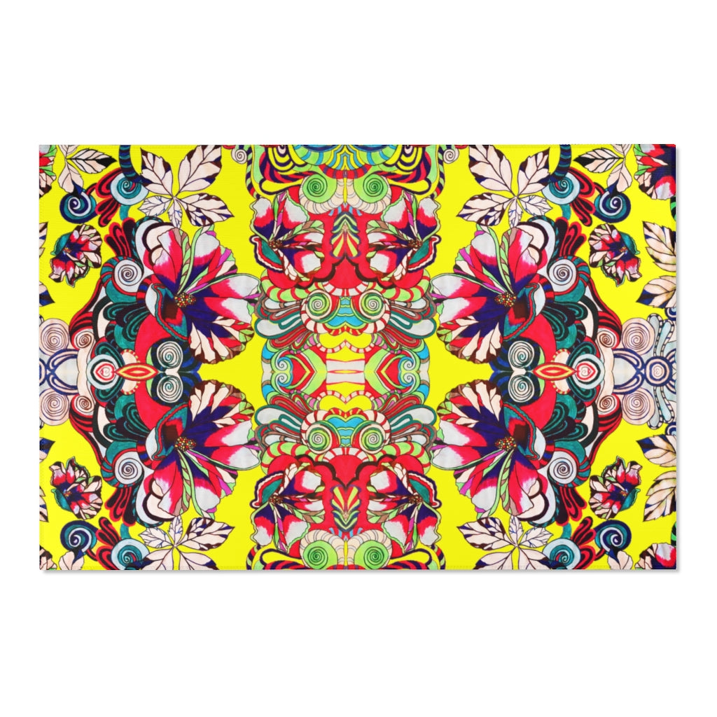 Artsy Floral Pop Canary Area Rug