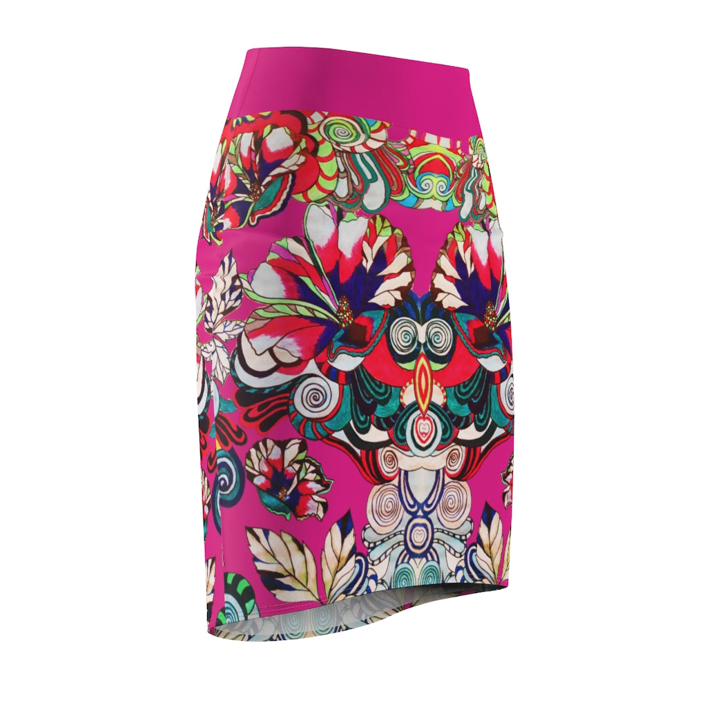 Floral Pop Pink Pencil Skirt