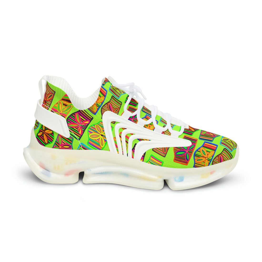 Lime Deco Print OTT Men's Mesh Knit Sneakers