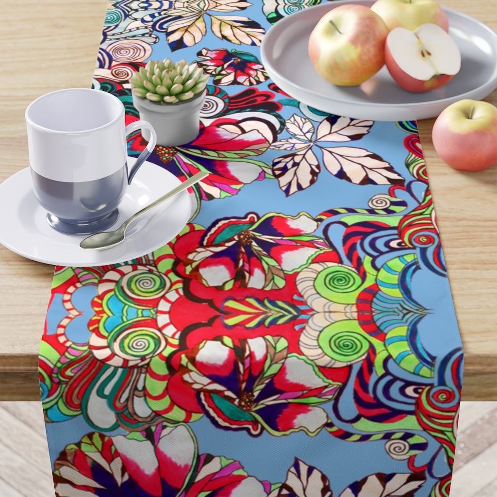 Artsy Floral Pop Emerald Table Runner