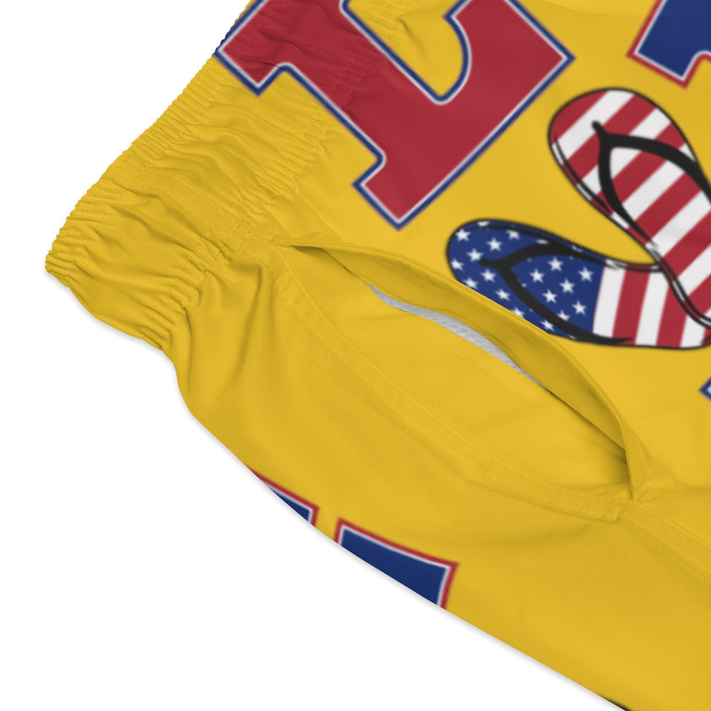 Men's American Love Yellow Swimming Trunks