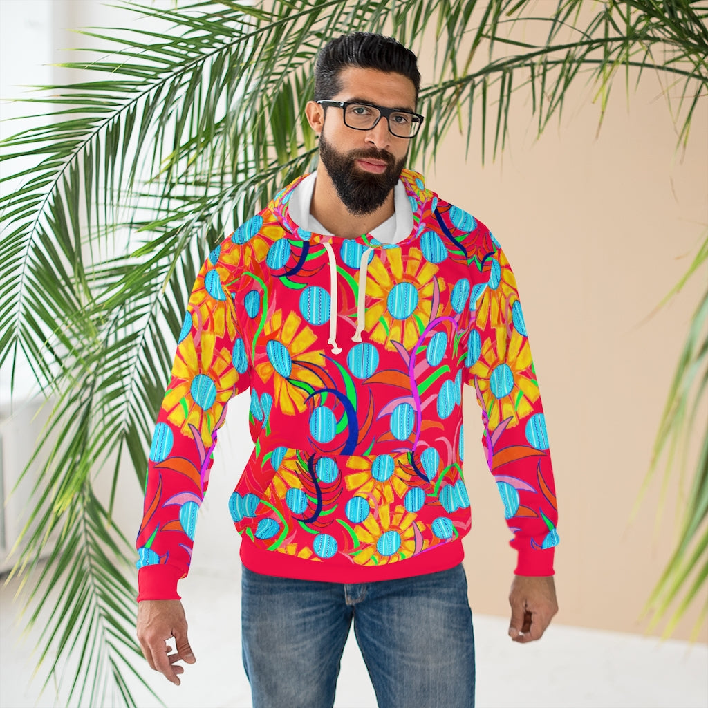 Unisex Sunflower Pullover Crimson Hoodie