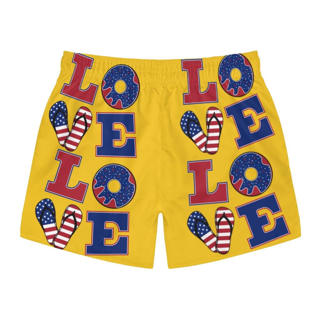 Men's American Love Yellow Swimming Trunks