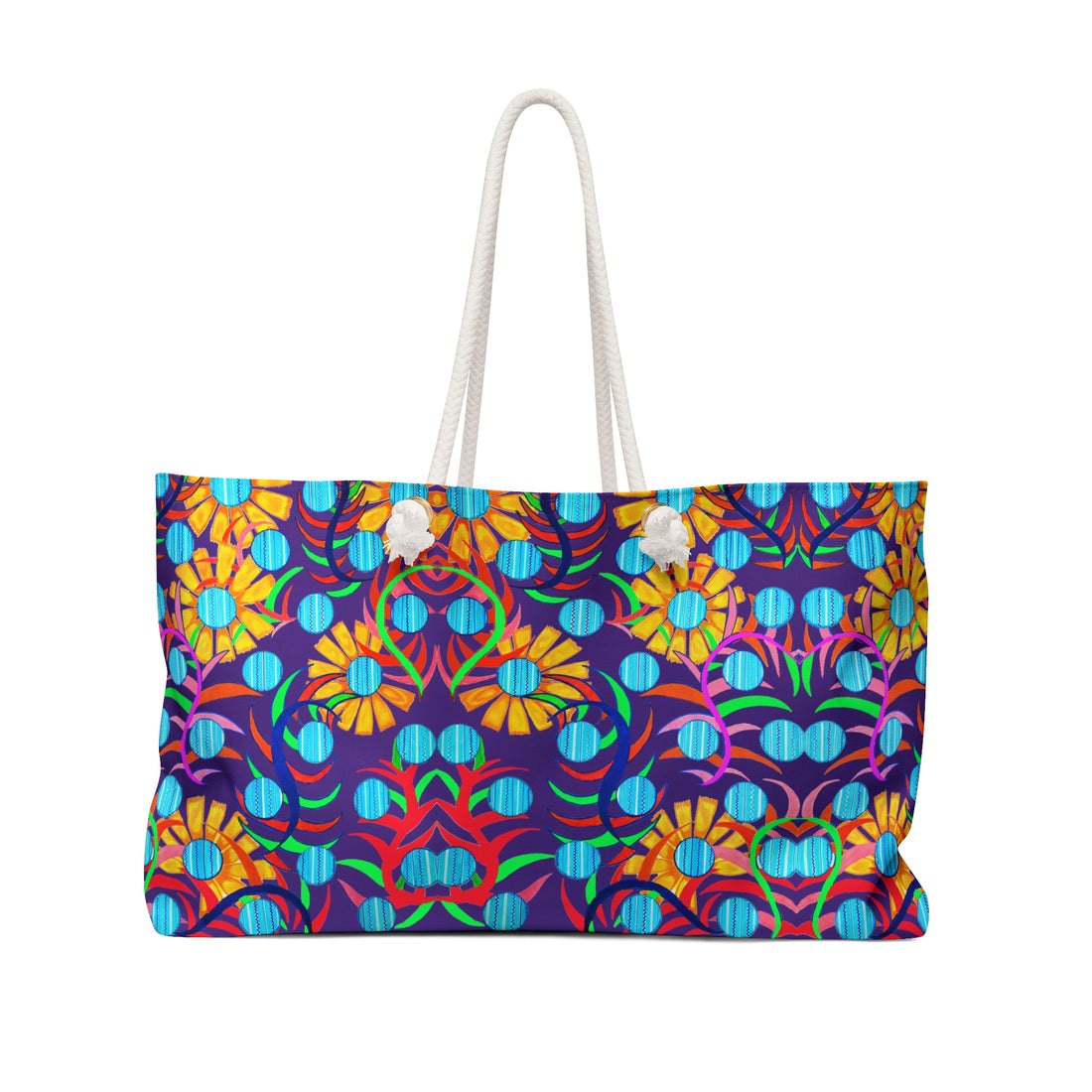Purple Sunflower Weekender Open Beach Tote Bag