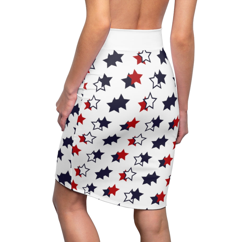 AOP Starry White Pencil Skirt