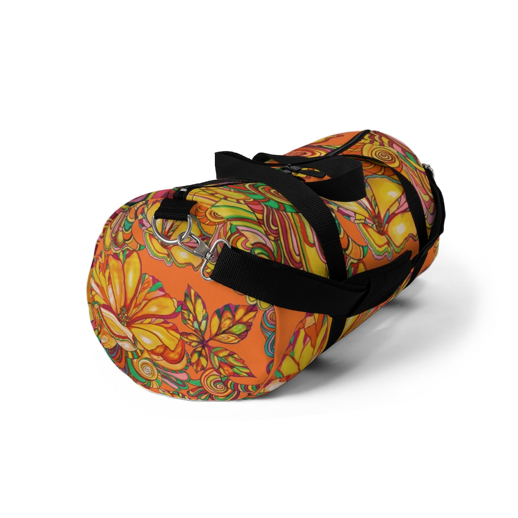 Artsy Floral Orange Duffel Bag