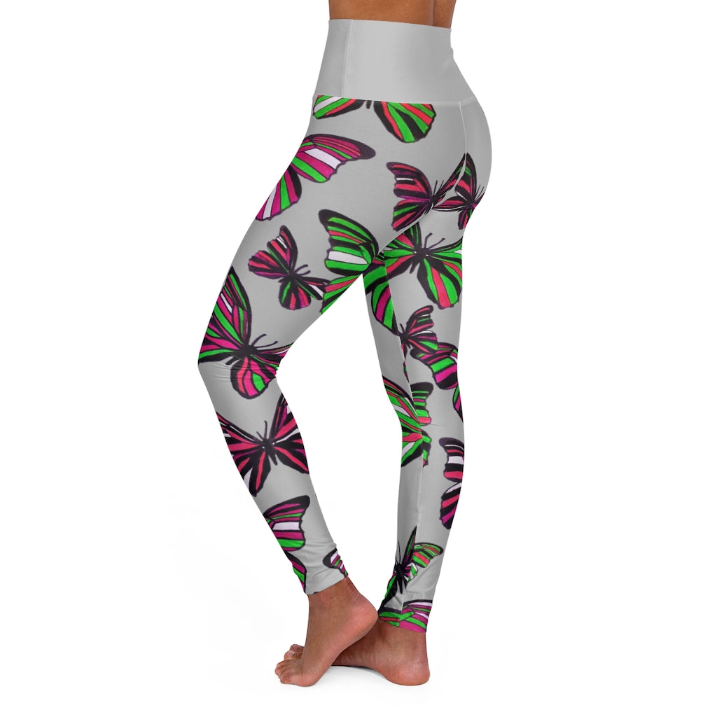 High Waisted Slate Butterfly Leggings