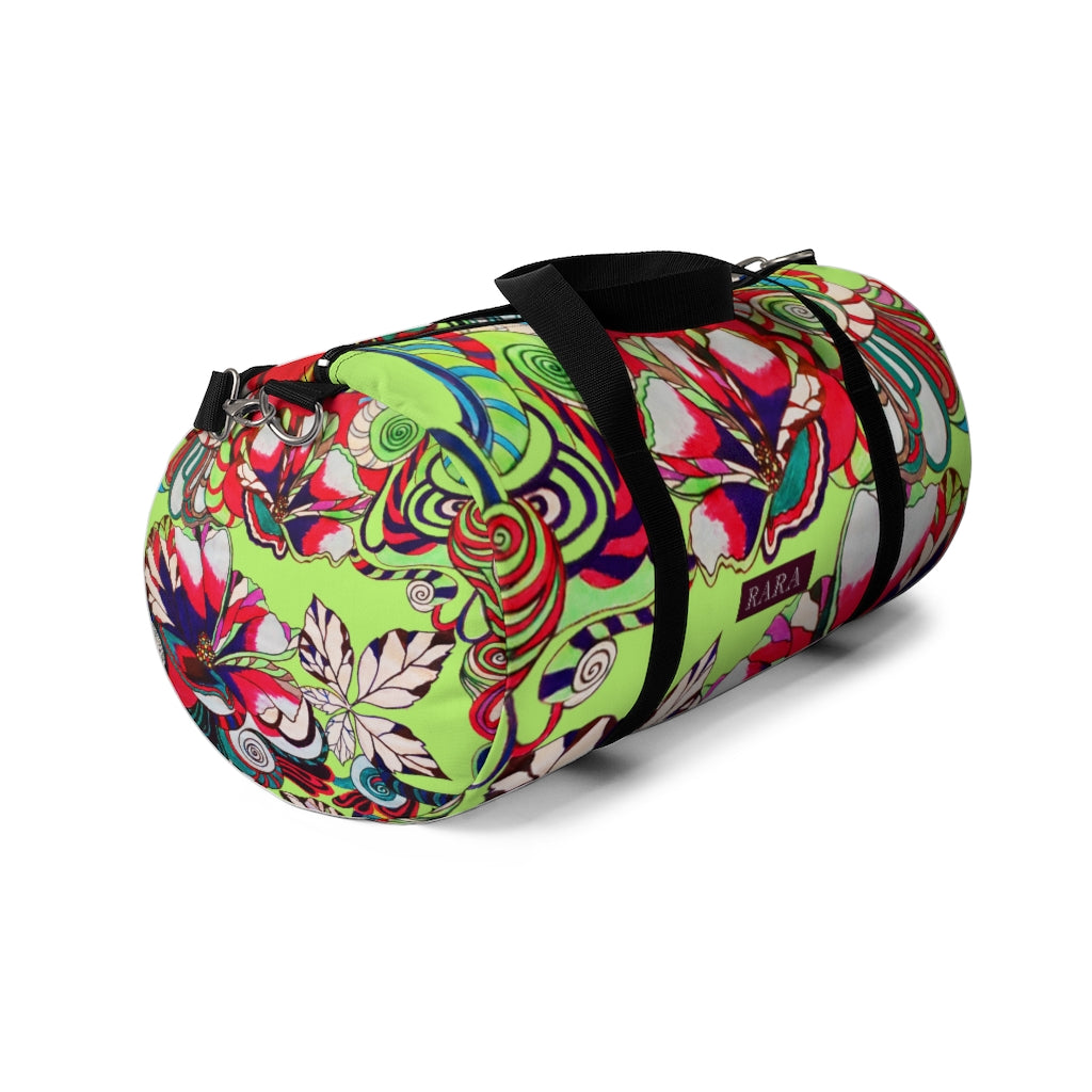 Artsy Floral Pop Lime Duffel Bag