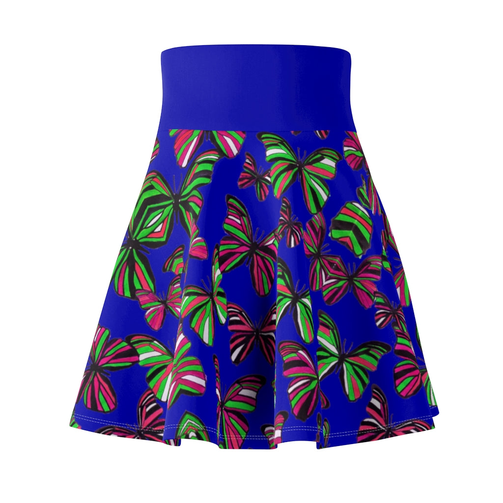 Butterflies Royal Blue Skater Skirt