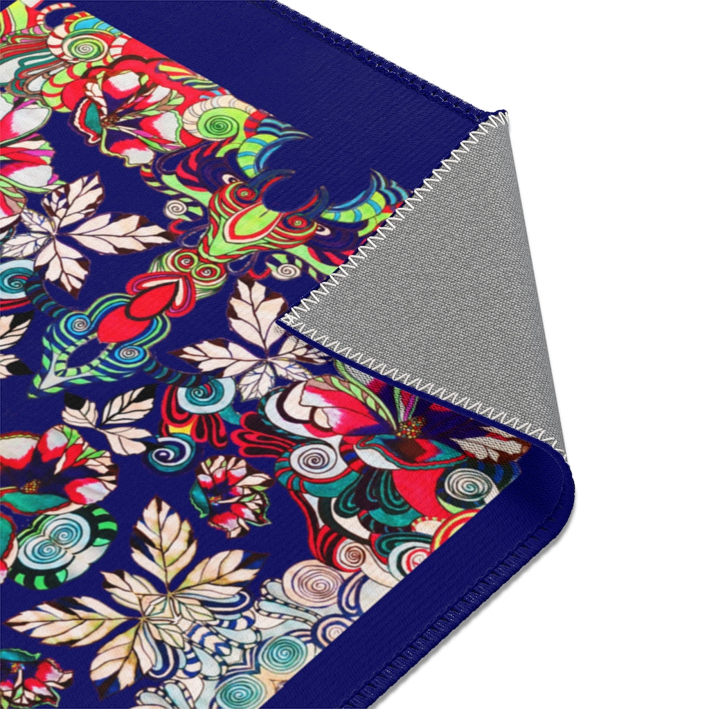 Artsy Floral Pop Royal Ink Rug