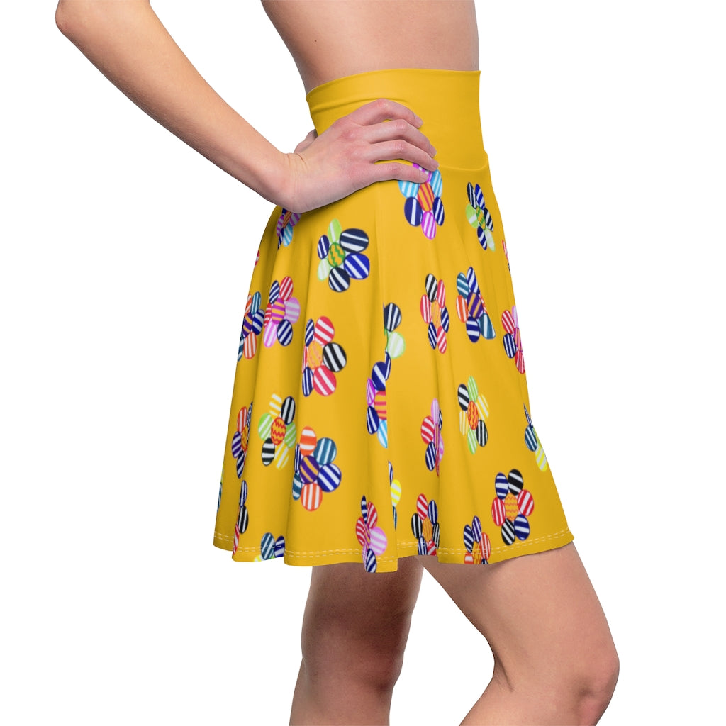 Yellow Candy Florals Skater Skirt