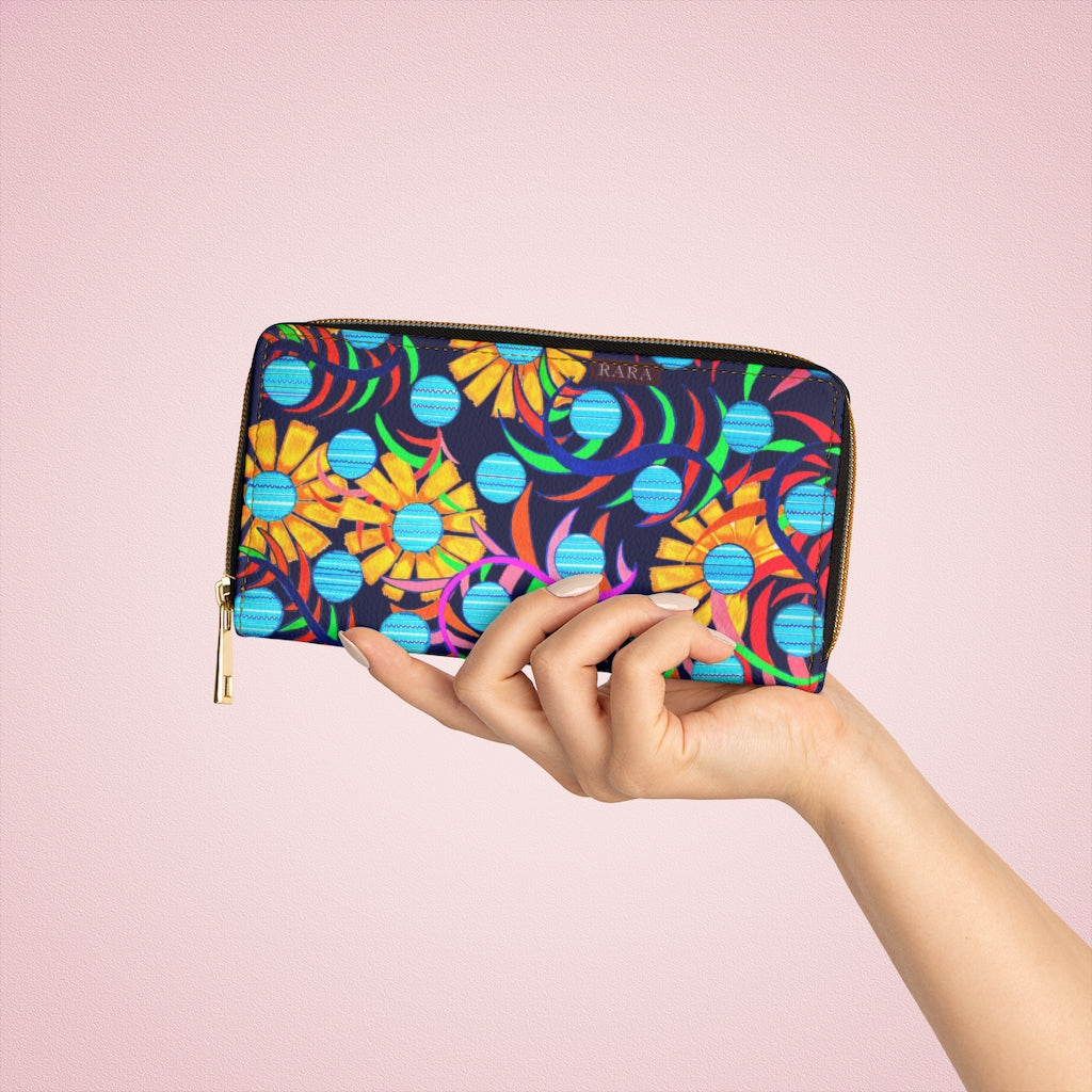 ink Sunflower print clutch wallet