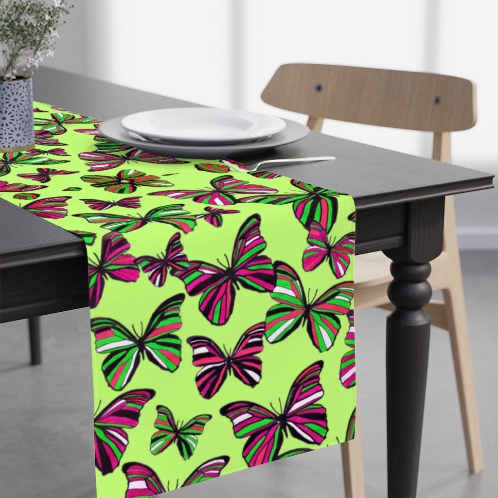 Butterflies Lime Table Runner