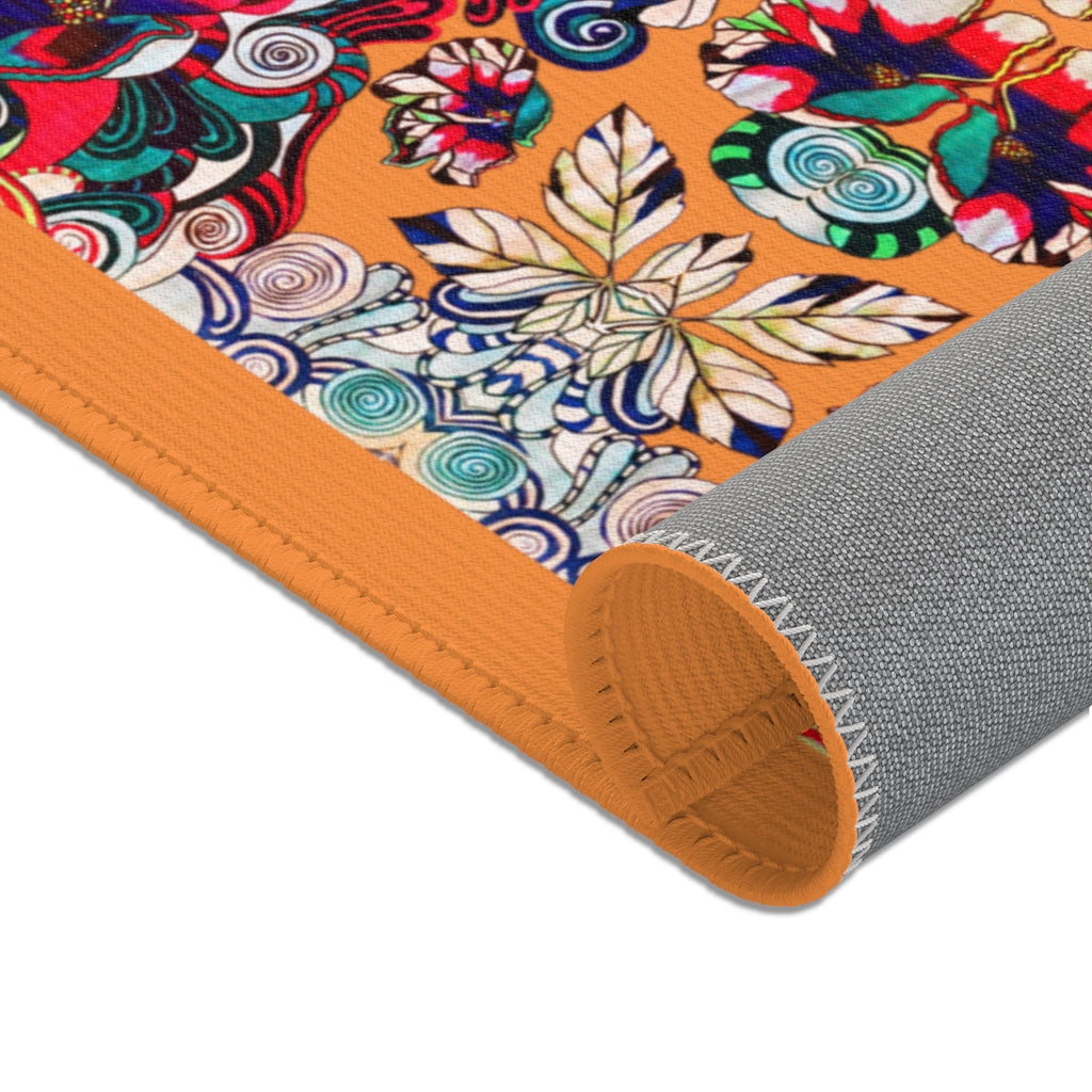 Artsy Floral Pop Peach Area Rug