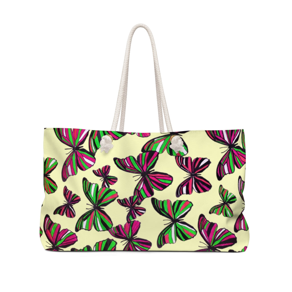 Butterflies Cream Weekender Bag