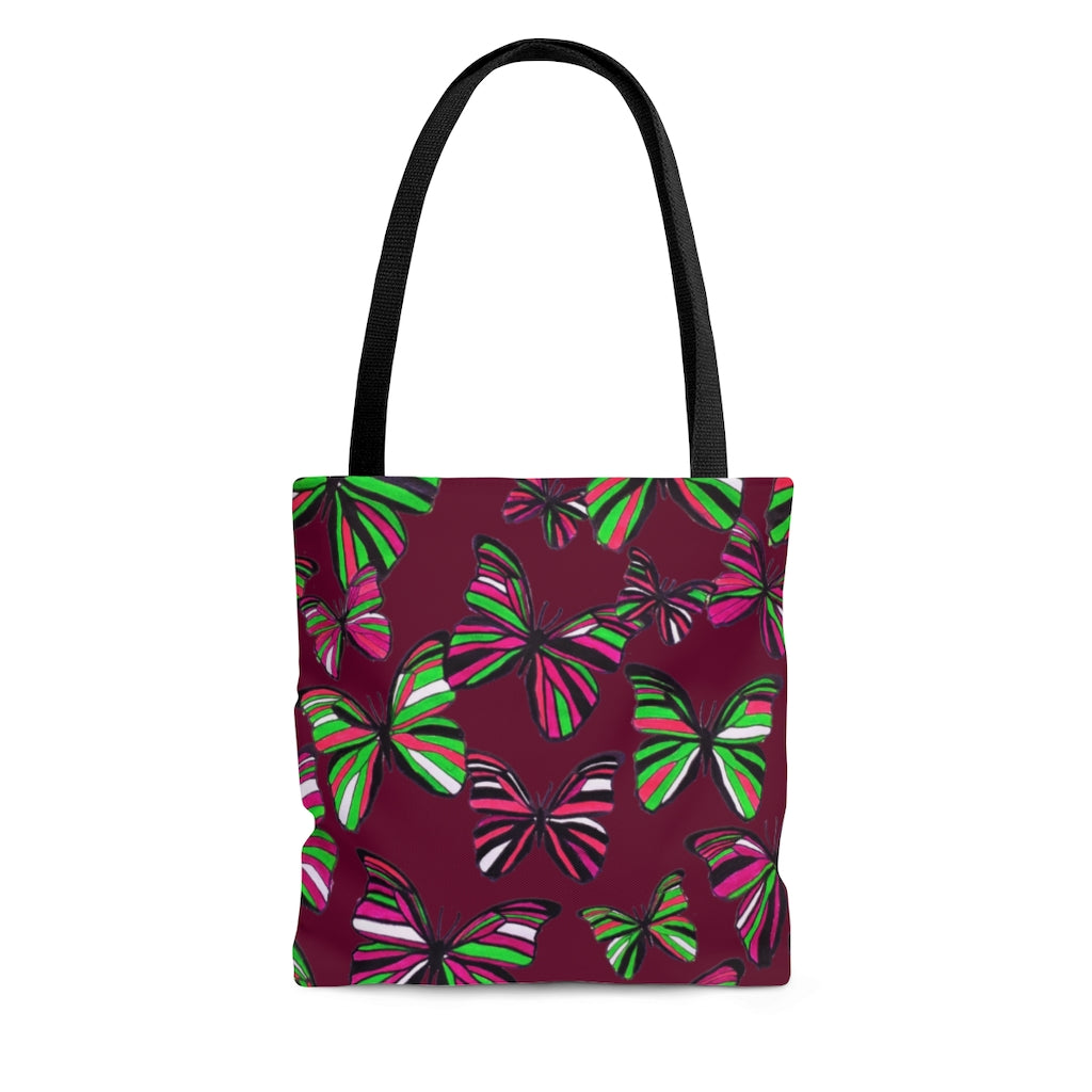 AOP Butterflies Marsala Tote Bag