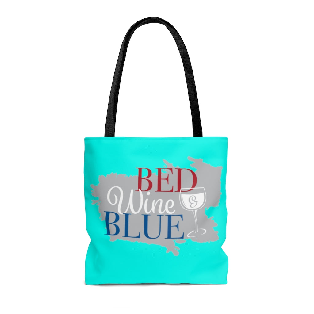AOP Bed & Wine Cyan Tote Bag