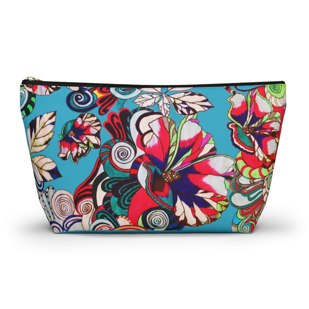 Floral Pop Aqua Accessory Pouch