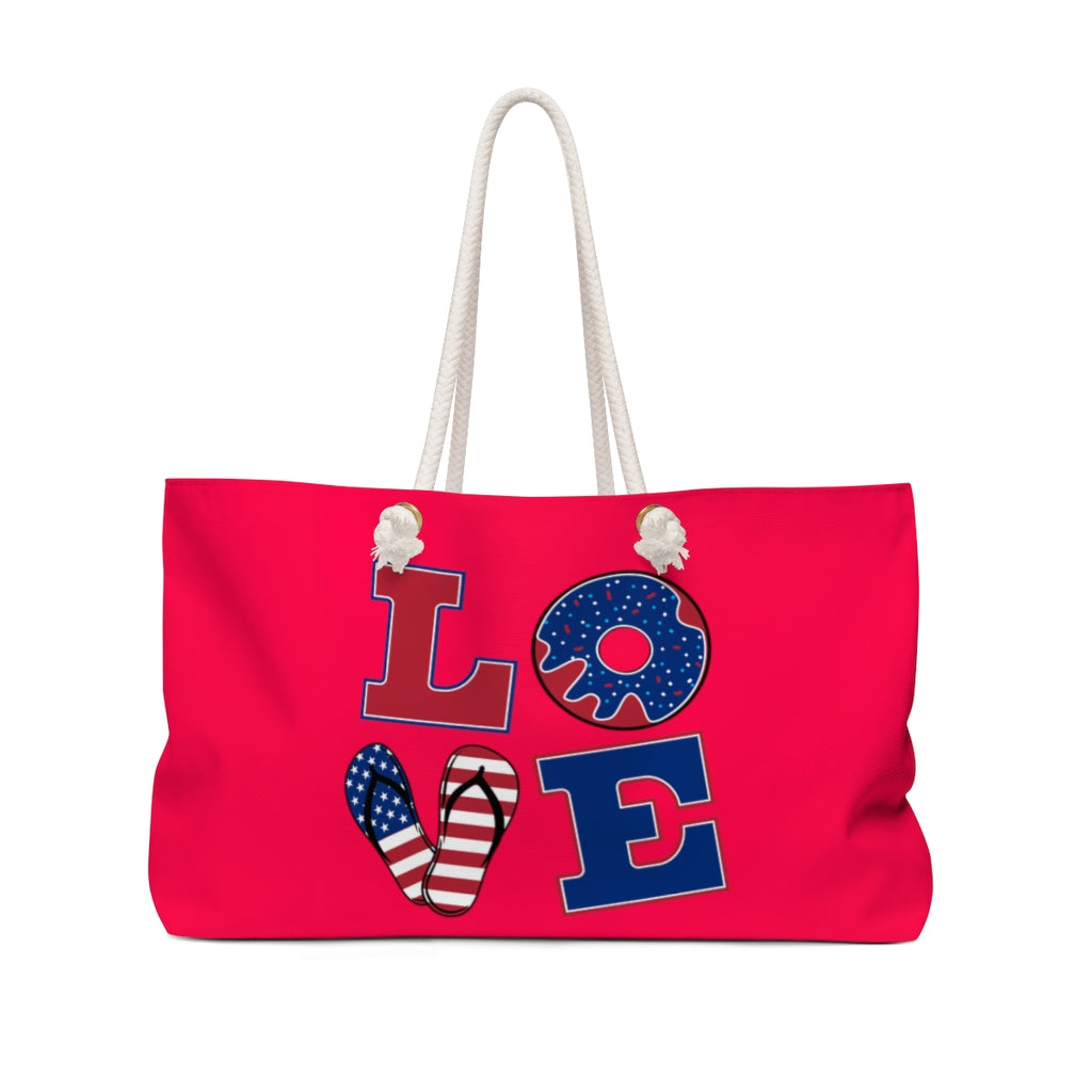 American Love Neon Red Weekender Bag
